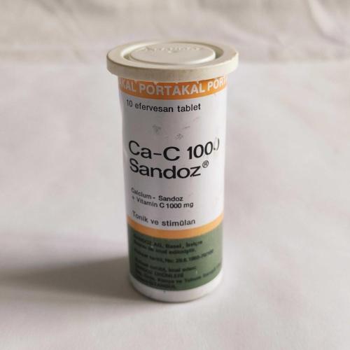 SANDOZ Ca-C 1000  / Alüminyum İlaç Kutusu - 2 ( Eczacılık Tarihi - Mesleki Obje )