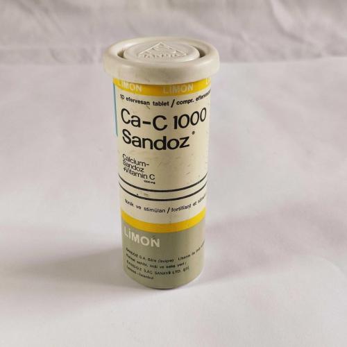 SANDOZ Ca-C 1000  / Alüminyum İlaç Kutusu - 4 ( Eczacılık Tarihi - Mesleki Obje )