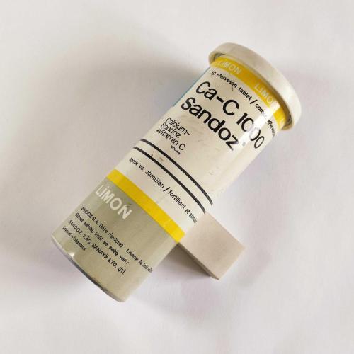 SANDOZ Ca-C 1000  / Alüminyum İlaç Kutusu - 4 ( Eczacılık Tarihi - Mesleki Obje )