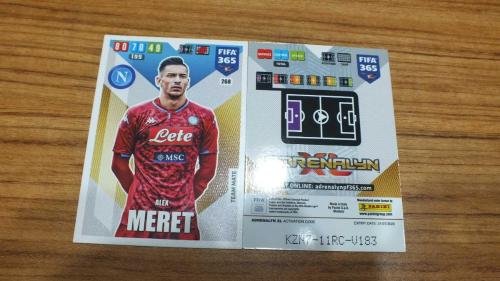 2020 Panini FIFA 365 Alex Meret SSC Napoli Team Mate Kart No:268