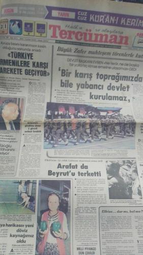 Halka ve Olaylara Tercüman Gazetesi 31 Ağustos 1982