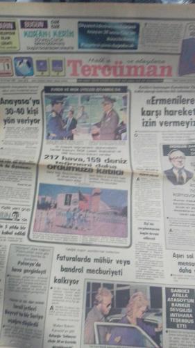 Halka ve Olaylara Tercüman Gazetesi 31 Ağustos 1982