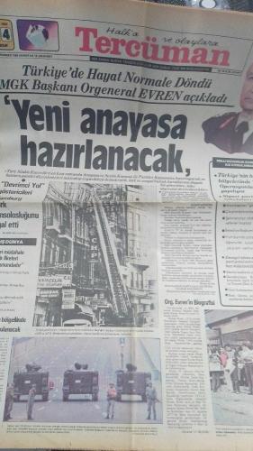Halka ve Olaylara Tercüman Gazetesi 14 eylül 1980 yeni anayasa hazırlanacak