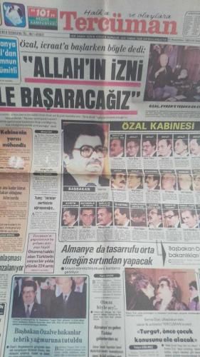 Halka ve Olaylara Tercüman Gazetesi 15 aralık 1983 allahın izni ile başaracağız