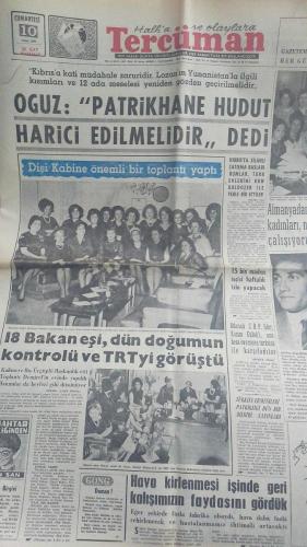 Halka ve Olaylara Tercüman Gazetesi 10 nisan 1965