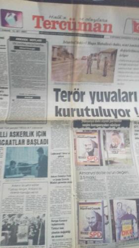 Halka ve Olaylara Tercüman Gazetesi 18 eylül 1980 terör yuvaları kurutuyor