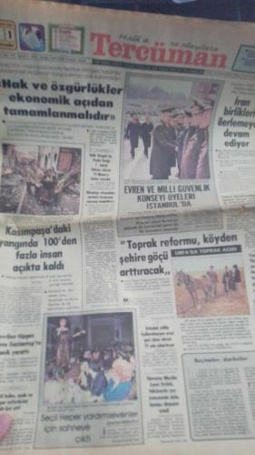 Halka ve Olaylara Tercüman Gazetesi 1 Nisan 1982 hak ve özgürlükler ekonomik açıdan tamamlanmalıdır