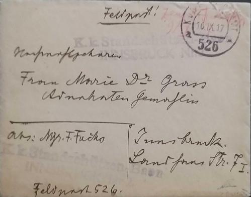 Avusturya 1917  Feldpost Askeri ZARF içinde 4 sayfa mektubu ile ,  Nadir