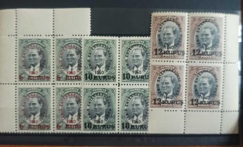 1940 İzmir Enternasyonal Fuarı Sürşarjlı  4'lü Blok Mnh Tam Seri
