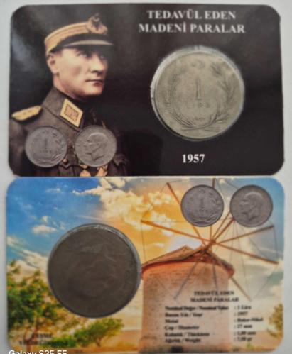 1 Türk  Lirası  1957 Senesi  1949 dan   1959 kadar Tedavüle  1957 yılında Tek Sene Çıkmış  Bir Türk Lirası