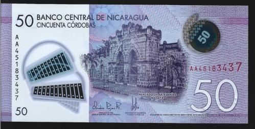 ** NİKARAGUA ( 50 * CORDOBAS ) AA * 2014 * PLASTİK - ÇİL