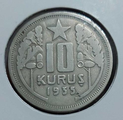 1935 10 KURUŞ ORİJİNAL MADENİ PARASI WW2BB3 EN NADİR TARİHLİSİ
