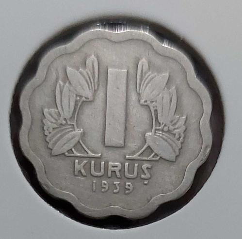 1939 1 KURUŞ PAPATYA (TIRTIKLI) NİKEL ORİJİNAL ÇOK ÇOK TEMİZ P3HH2B NADİR