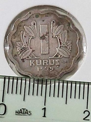 1939 1 KURUŞ PAPATYA (TIRTIKLI) NİKEL ORİJİNAL ÇOK TEMİZ U3ÖÖÖ1 NADİR