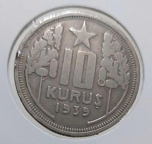 1939 10 KURUŞ ORİJİNAL MADENİ PARASI 6ZZ2V1 NADİRDİR