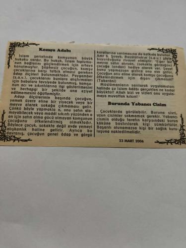 23 Mart 2006-Orijinal Takvim Yaprağı-Doğum Günü-Söz,Nişan,Nikâh,Düğün ve Önemli Günler Hediyesi-Bizim Anadolu Takvimleri-Ayet,Hadis (Enbiya:46)-Gelibolu Yarımadası'nda 2bin askerin gömüldüğü gerçek şehitlik bulundu(2004)-Zeyd,Latife-Komşu Adabı-Burunda Yabancı Cisim