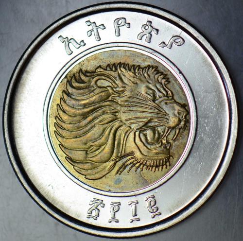ETİYOPYA 1 BIRR 2010 ASLAN-TERAZİ GÖRSELLİ. BİMETAL ÇİLALTI.