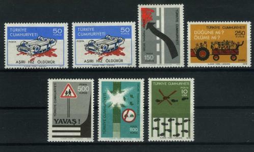 LOT.1 » Koleksiyon Pulları,1977 Trafik Konulu 7 Pulluk Damgasız Tam Seri,Kia-107