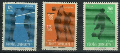 LOT.3 » Koleksiyon Pulları,1974 SPOR Konulu 3 Pulluk Damgasız Tam Seri,Kia-111