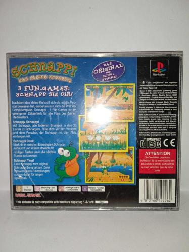 Ps1 oyun Schnappi 3 Fun Games PlayStation 1 - PAL. Schnappi das kleine krokodil. Orijinal. 2005. Kitapçık mevcut. Disk 10 üzerinden 9. Sorunsuz çalışıyor. Kutusunda birkaç çatlak var. NADİR Koleksiyonluk