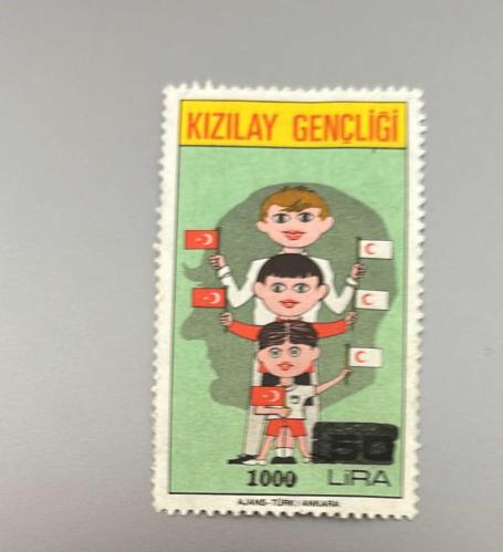 Türk Pulu - Turkish Stamp -  Postadan Geçmiş Pul Filateli -  KIZILAY GENÇLİĞİ TEMALI PUL, 50 LİRA - Türkiye Cumhuriyeti - NOSTALJİK DOĞUM GÜNÜ HEDİYESİ