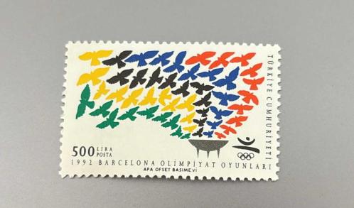 Türk Pulu - Turkish Stamp -  Postadan Geçmiş Pul Filateli - 1992 BARCELONA OLİMPİYAT OYUNLARI TEMALI PUL, 500 LİRA - Türkiye Cumhuriyeti - NOSTALJİK DOĞUM GÜNÜ HEDİYESİ