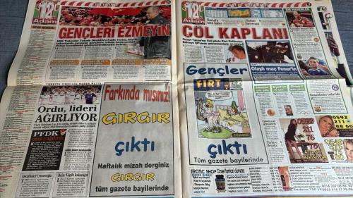 ONİKİNCİ ADAM SPOR GAZETESİ TURKISH NEWSPAPER - DOĞUM GÜNÜ HEDİYESİ  - TAM TAKIM EKSİKSİZ GAZETE -   14 NİSAN   2007 - İŞTE BÖYLE ASLANIM: GALATASARAY ANKARA’DA COŞTU  - ÜMİT KARAN İKİ KEZ VE NECATİ BULDU BİTİRDİ  - EYVAH APPIAH JUVE'YE GERİ DÖNÜYOR!  - RİCO PAŞA GİDİCİ: KATAR'DAN SÜPER TEKLİF  - GOL KRALI RODRIGO TAKİPTE: ZİCO MUTLAKA ALALIM DEDİ  - VENERSEK İŞ BİTER: TİGANA'DAN SAKARYA MESAJI  - MARSİLYA SONG'U BİTİRDİ  - YATTARA'NIN İSMİ İBRAHİM OLUYOR!  - GENÇLERİ EZMEYİN: FATİH TERİM'DEN TRİBÜN BASKISI UYARISI  - CUMA FOBİSİNİ DE YENDİ  - SERVET EYVAH: SİVAS VERDİĞİNİ AÇIKLADI  - NOBRE FENER'İ ÇOK KIZDIRACAK  - PASCAL İÇİN UMUT: RAKAMI BİRAZ DAHA YÜKSELTİN  - PFDK CEZA YAĞDIRDI  - HAKEM KÖŞKÜ: BABALAR KONTENJANI  - ASIM AKGÖL  - UĞUR BEKDEMİR  - DİYASET TÜFEKÇİ  - ONUR KOÇAK  - DR. SEDAT HAYRAN  - MURAT ÖKTEM  - CEVDET ERGÜN