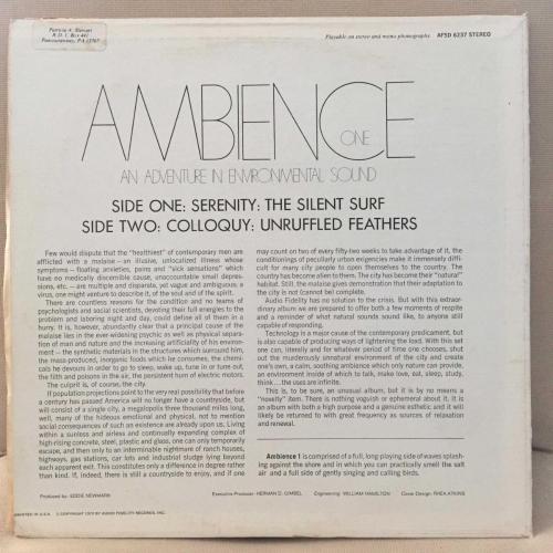 Ambience One (An Adventure In Enviromental Sound) / US 1970 / *Non music, Field recording, Therapy*