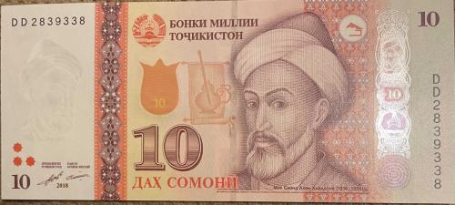 TACİKİSTAN 10 SOMANİ  ÇİL  2018 .RESİMDEKİ ÜRÜN