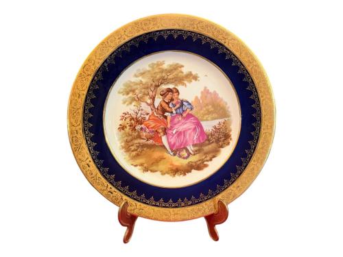 limoges el boyama porselen dekor tabağı - 24,5 cm çapında - 8876