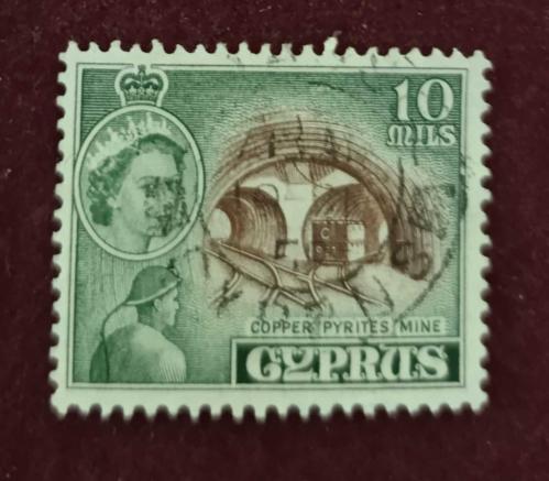 İngiliz Yönetimindeki Kıbrıs 1953_ damgalı pul