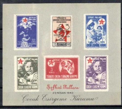 LOT.9 » 1943 TÜRKİYE ÇEK ŞEFKAT PULLARI 23 NİSAN ÇOCUK BAYRAMI BLOk