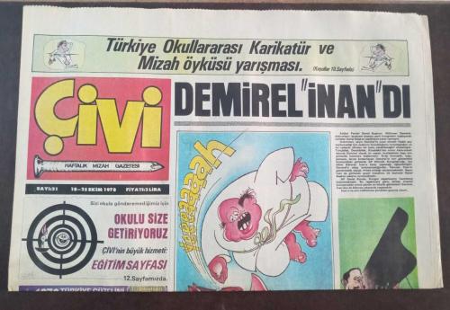 Çivi : Haftalık Mizah Gazetesi: Sayı 21 (18-25 Ekim 1978): 