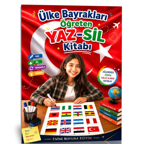 Ülke Bayrakları Öğreten YAZ-SİL Kitabı