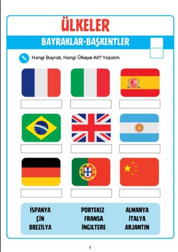 Ülke Bayrakları Öğreten YAZ-SİL Kitabı