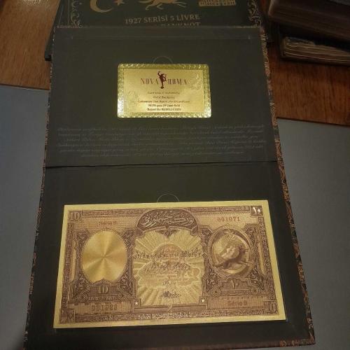 1927 Yılı 10 Livre Hatsıra Banknot – 24 Ayar Altın Kaplama