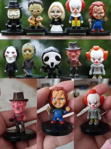 Halloween korku filmleri nostalji vintage retro mini figür oyuncak biblo set kutusunda sıfır paketli 10 farklı figür. Chucky Freddy çığlık testere palyaço vb. Minyatür diorama maskot süs koleksiyon