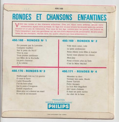 FRANSIZCA ÇOCUK ŞARKILARI 45 LİK PLAK - RONDES ET CHANSONS ENFANTIMES