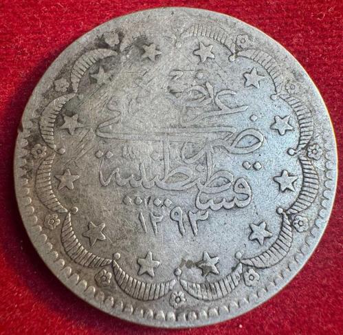 OSMANLI ABDÜLHAMİD 1876-1909  ( AH 1293-1327)  20 KURUŞ  GÜMÜŞ 1293/3
