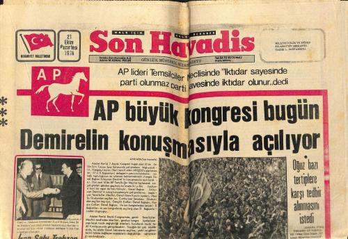 Son Havadis Gazetesi 21 Ekim 1974 - Ayhan Işık'ın Tahtına Cüneyt Arkın Mı Oturdu ?