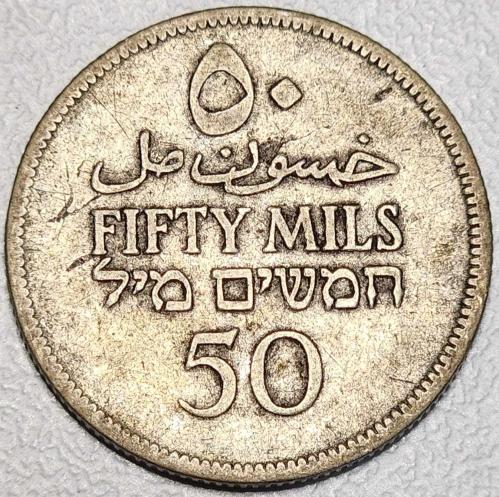 ( GÜMÜŞ ) 1927 - İNGİLİZ FİLİSTİNİ - 50 Mils (ÇOK ÇOK TEMİZ)
