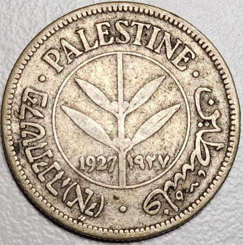 ( GÜMÜŞ ) 1927 - İNGİLİZ FİLİSTİNİ - 50 Mils (ÇOK ÇOK TEMİZ)