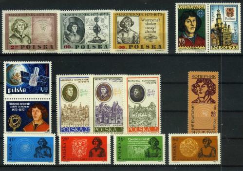 LOT.8 » Koleksiyon Pulları,POLONYA 15 Pul 6 Tam Seri, Damgasız Kopernik Konulu,Kia-116