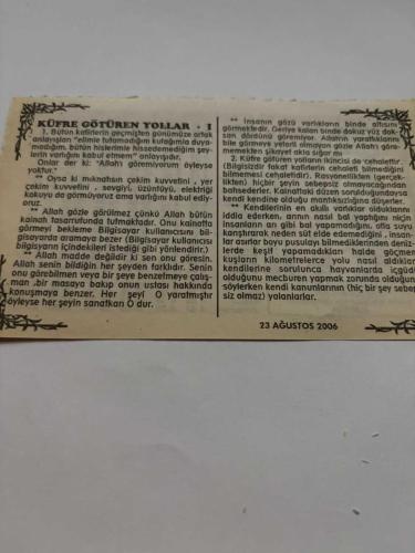 23 Ağustos 2006-Orijinal Takvim Yaprağı-Doğum Günü-Söz,Nişan,Nikâh,Düğün ve Önemli Günler Hediyesi-Bizim Anadolu Takvimleri-Ayet,Hadis (Hz.Ali(r.a.))-Ermeniler Laçin'de yüzlerce Azeriyi şehid etti(1993)-Sıddık,Halise-Küfre Götüren Yollar -(1)