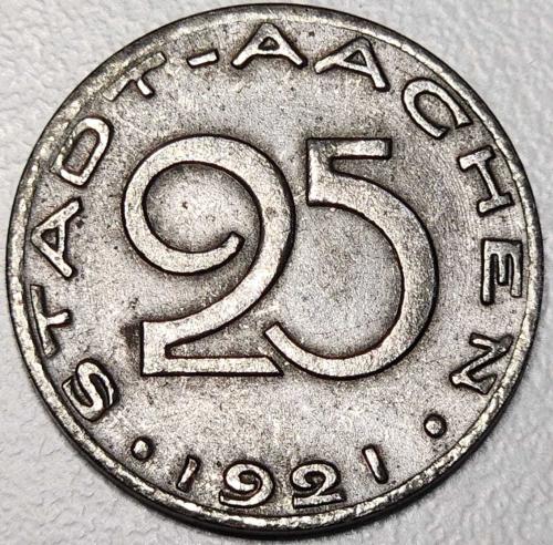 ( NOTGELD ) 1921 - WEIMAR CUMHURİYETİ / Aachen şehri - 25 Pfennigs (ÇOK ÇOK TEMİZ)