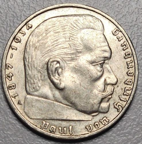 ( GÜMÜŞ ) 1937 - ALMANYA / Üçüncü Reich - 2 Reichsmark (A) - ( ÇİL ALTI )