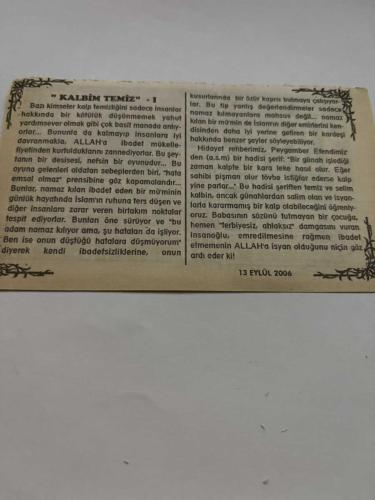 13 Eylül 2006-Orijinal Takvim Yaprağı-Doğum Günü-Söz,Nişan,Nikâh,Düğün ve Önemli Günler Hediyesi-Bizim Anadolu Takvimleri-Ayet,Hadis (Meryem,60)-İsrail,Arafat Oslo Anlaşması imzalandı(1993)-Edib,Makbule-''Kalbim Temiz'' (1)