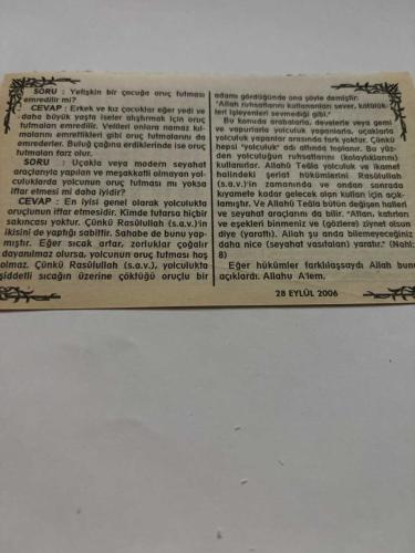 28 Eylül 2006-Orijinal Takvim Yaprağı-Doğum Günü-Söz,Nişan,Nikâh,Düğün ve Önemli Günler Hediyesi-Bizim Anadolu Takvimleri-Ayet,Hadis (Tevbe,122)-İsrail Filistinlilere saldırdı 61 ölü (1996)-Şerafettin,Münevver-
