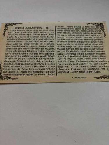 27 Ekim 2006-Orijinal Takvim Yaprağı-Doğum Günü-Söz,Nişan,Nikâh,Düğün ve Önemli Günler Hediyesi-Bizim Anadolu Takvimleri-Ayet,Hadis (Vakia Suresi,1-2)-Balkan Antlaşması kabul edildi(1932)-İkbal,Saide-İşte O Allah'tır(2)