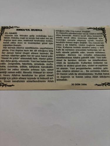 30 Ekim 2006-Orijinal Takvim Yaprağı-Doğum Günü-Söz,Nişan,Nikâh,Düğün ve Önemli Günler Hediyesi-Bizim Anadolu Takvimleri-Ayet,Hadis (Bakara Suresi,32)-Mondros Mütakeresi İmzalandı(1918)-İmran,Samime-Esma'ul Husna